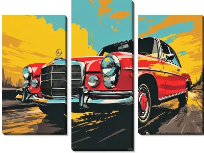 Модульная картина Ретро Мерседес в стиле поп-арт №2