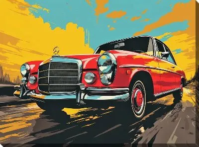 Картина маслом Ретро Мерседес в стиле поп-арт №2