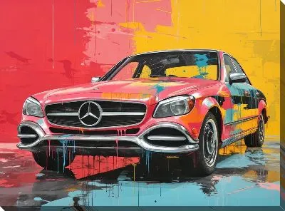 Картина маслом Мерседес в стиле поп-арт №4