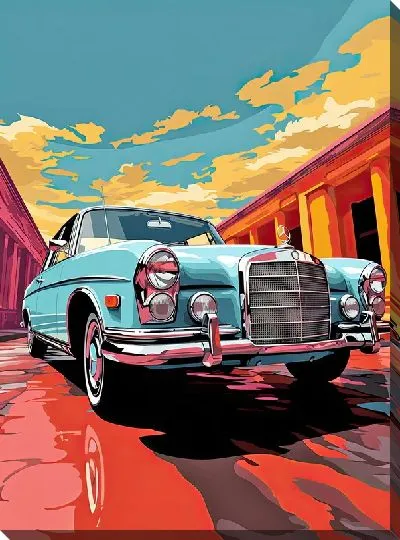 Картина маслом Мерседес в стиле поп-арт №5