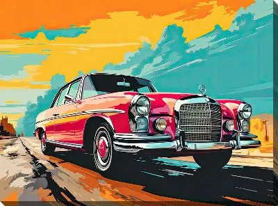 Картина маслом Мерседес в стиле поп-арт №51