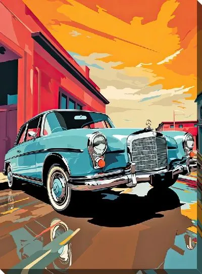 Картина маслом Мерседес в стиле поп-арт №6