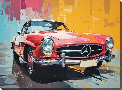 Картина маслом Мерседес в стиле поп-арт №10