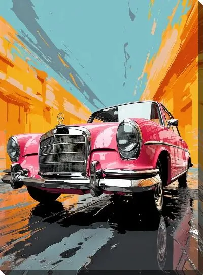 Картина маслом Мерседес в стиле поп-арт №11