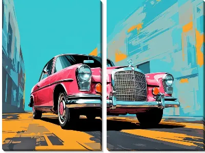 Модульная картина Мерседес в стиле поп-арт №12