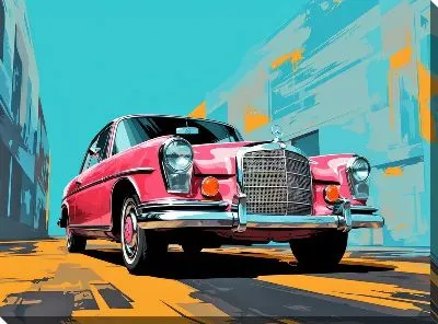 Картина маслом Мерседес в стиле поп-арт №12