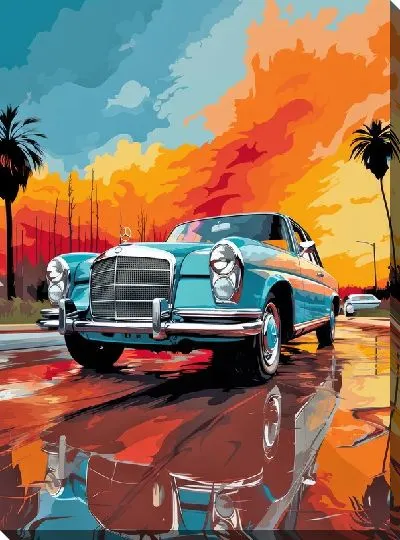Картина маслом Мерседес в стиле поп-арт №13