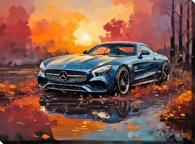 Картина маслом Мерседес в стиле арт №10