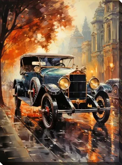 Картина маслом Винтажный Мерседес №11