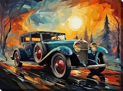 Картина маслом Винтажный Мерседес №12