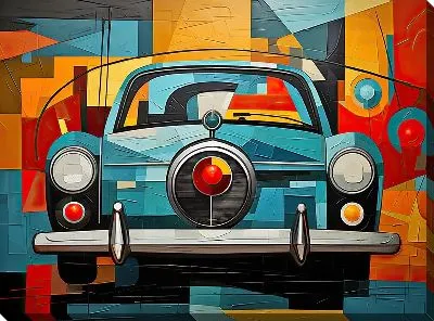 Картина маслом Мерседес в стиле кубизма №2