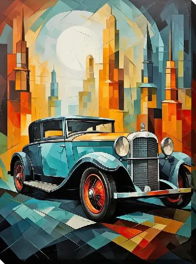 Картина маслом Мерседес в стиле кубизма №5