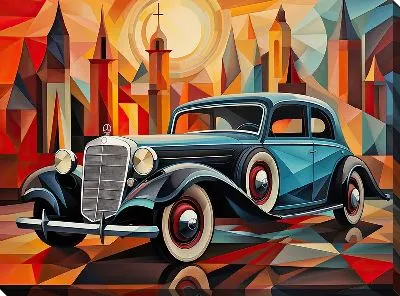 Картина маслом Мерседес в стиле кубизма №6