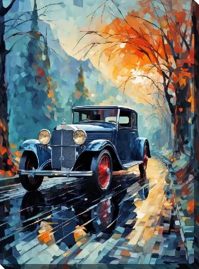Картина маслом Ретро Мерседес №19