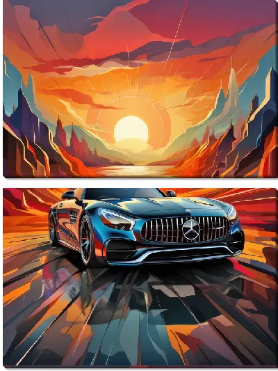 Модульная картина Mercedes в стиле арт №26