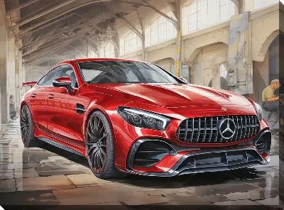 Картина маслом Красный Мерседес №21