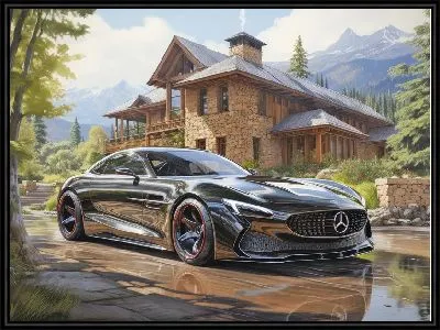 Черный Мерседес в Альпах