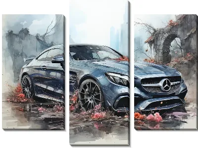 Модульная картина Серый Мерседес