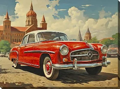 Картина маслом Винтажный Мерседес №50