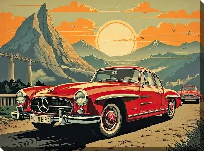 Картина маслом Винтажный Мерседес №51