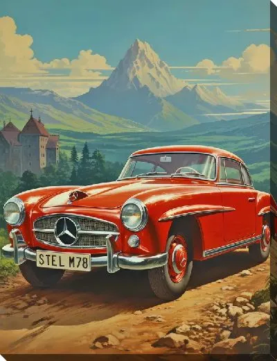Картина маслом Винтажный Мерседес №54