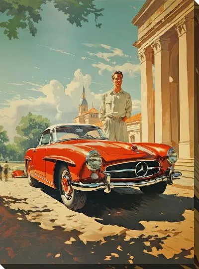 Картина маслом Винтажный Мерседес №55