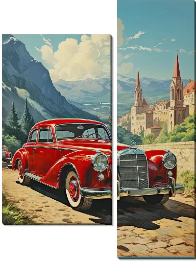 Модульная картина Винтажный Мерседес №58