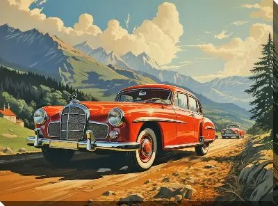 Картина маслом Винтажный Мерседес №59