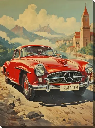 Картина маслом Винтажный Мерседес №63