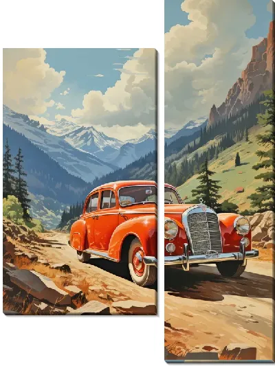 Модульная картина Винтажный Мерседес №64