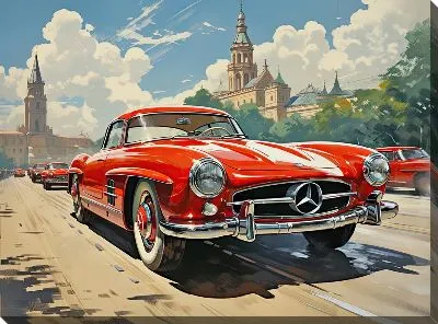 Картина маслом Винтажный Мерседес №65