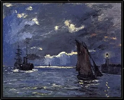 Морской пейзаж, доставка при лунном свете