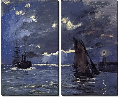 Морской пейзаж, доставка при лунном свете