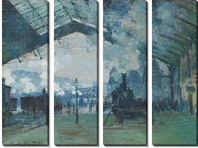 Картина Прибытие поезда в Нормандию, вокзал Сен-Лазар