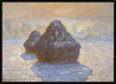 Картина Стога сена. Эффект снега