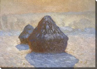 Картина Стога сена. Эффект снега