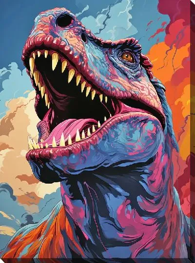 Картина маслом Динозавр в стиле арт №3