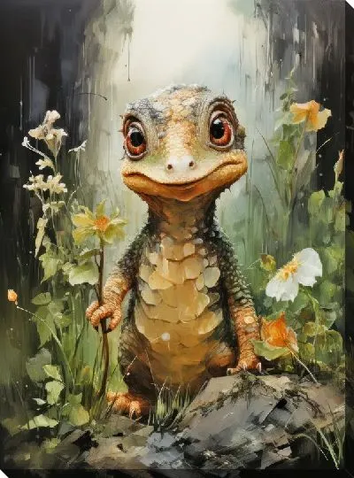 Картина маслом Динозаврик №50