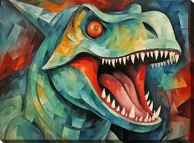 Картина маслом Динозавр в стиле арт №4