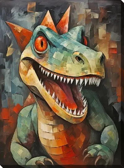 Картина маслом Динозавр в стиле арт №5