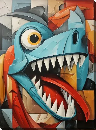 Картина маслом Динозавр в стиле арт №6