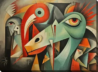 Картина маслом Динозавр в стиле арт №8