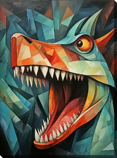 Картина маслом Динозавр в стиле арт №9