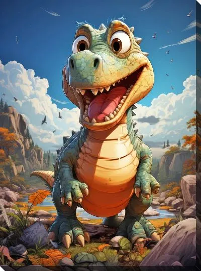 Картина маслом Динозаврик №53