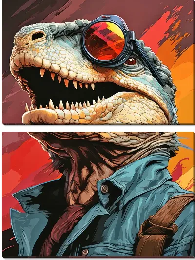 Модульная картина Динозавр в очках №57