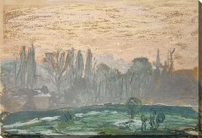 Картина Зимний пейзаж с вечерним небом