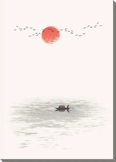 Постер Японский минимализм с красным солнцем