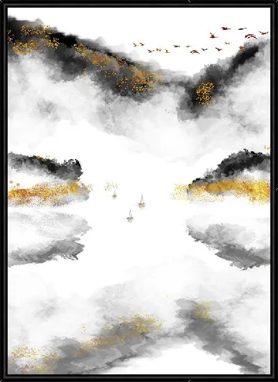 Картина Абстрактные облака и птицы