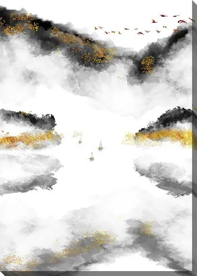 Постер Абстрактные облака и птицы