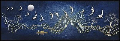 Картина Птицы летят вдоль золотых гор